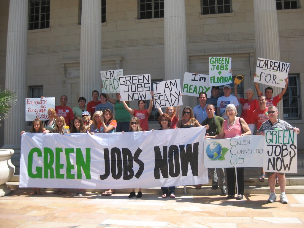 Figure 1. Voters in Sarasota, Florida call for Green Jobs Now on the steps of the Federal Building. Credit: Flickr user “greenforall.org” via CC By-NC-SA 2.0 License – http://www.flickr.com/photos/green4all/2907164433/