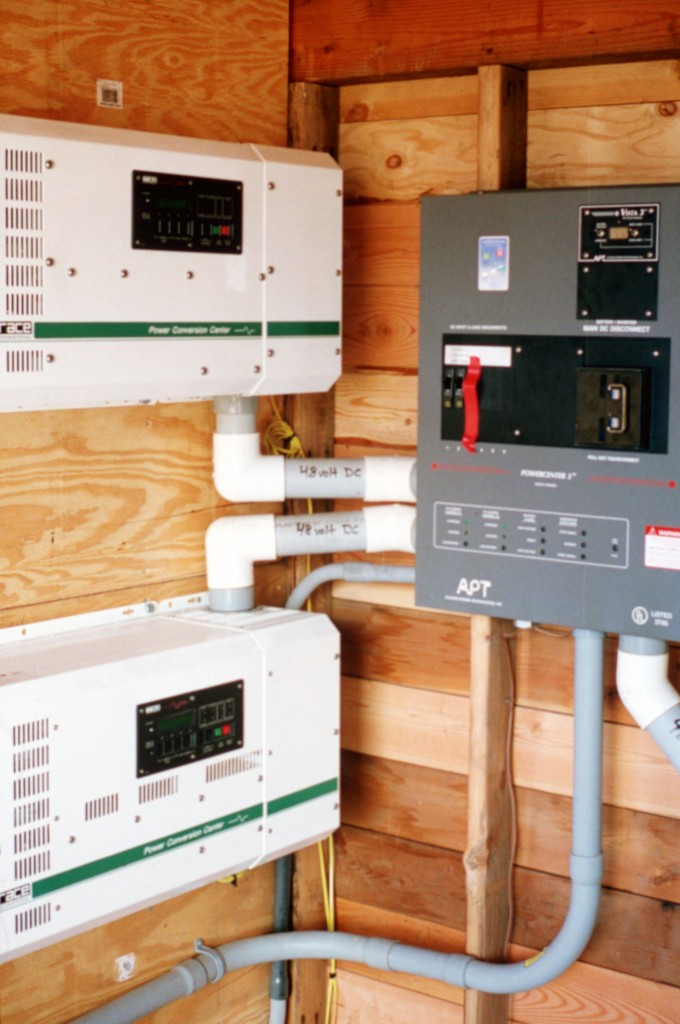 Figure 3. Solar PV inverters and controllers at Channel Islands National Park in San Miguel Island, California. Credit: Kent Bullard / Courtesy of NREL.