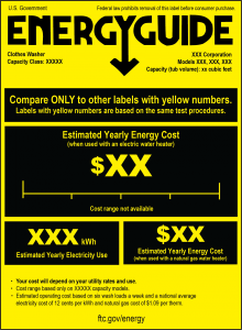 Figure 4. Sample transitional (new) EnergyGuide clothes washer label. Credit: Federal Trade Commission. [Click image for full size version.]