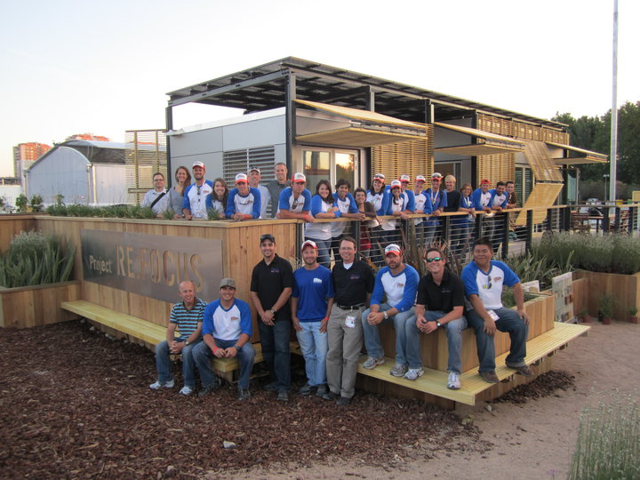 Figure 3. Team Re-Focus” poses for a photo with their modular home entry in the Solar Decathlon Europe 2010 competition. Credit: University of Florida - http://solardecathlon.ufl.edu/ and http://www.facebook.com/photo.php?fbid=403694283322&set=a.445990738322.236763.105061853322.